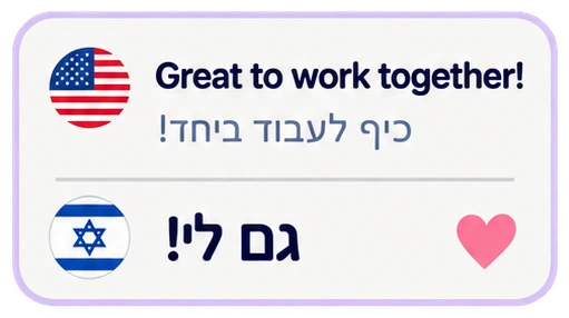 Great to work together! כיף לעבוד ביחד! גם לי!