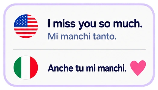 I miss you so much. Mi manchi tanto. Anche tu mi manchi.